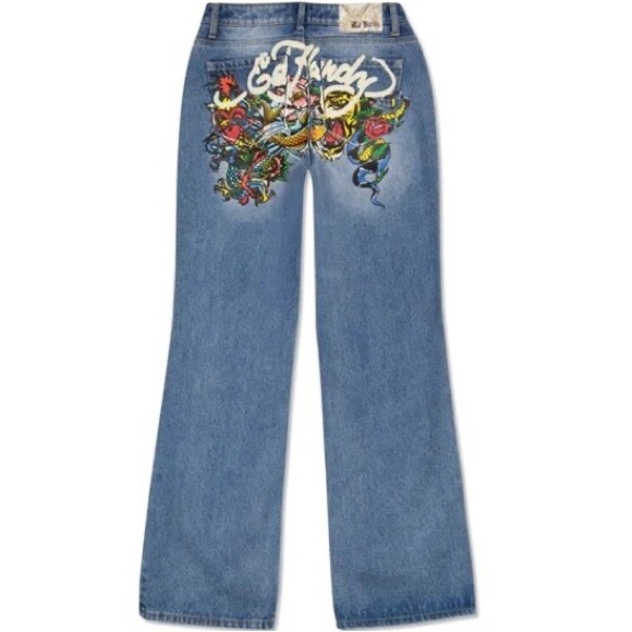 Ed Hardy Denim - Ed Hardy Low Waist & Baggy Painted Jeans Size 26 Women’s denim